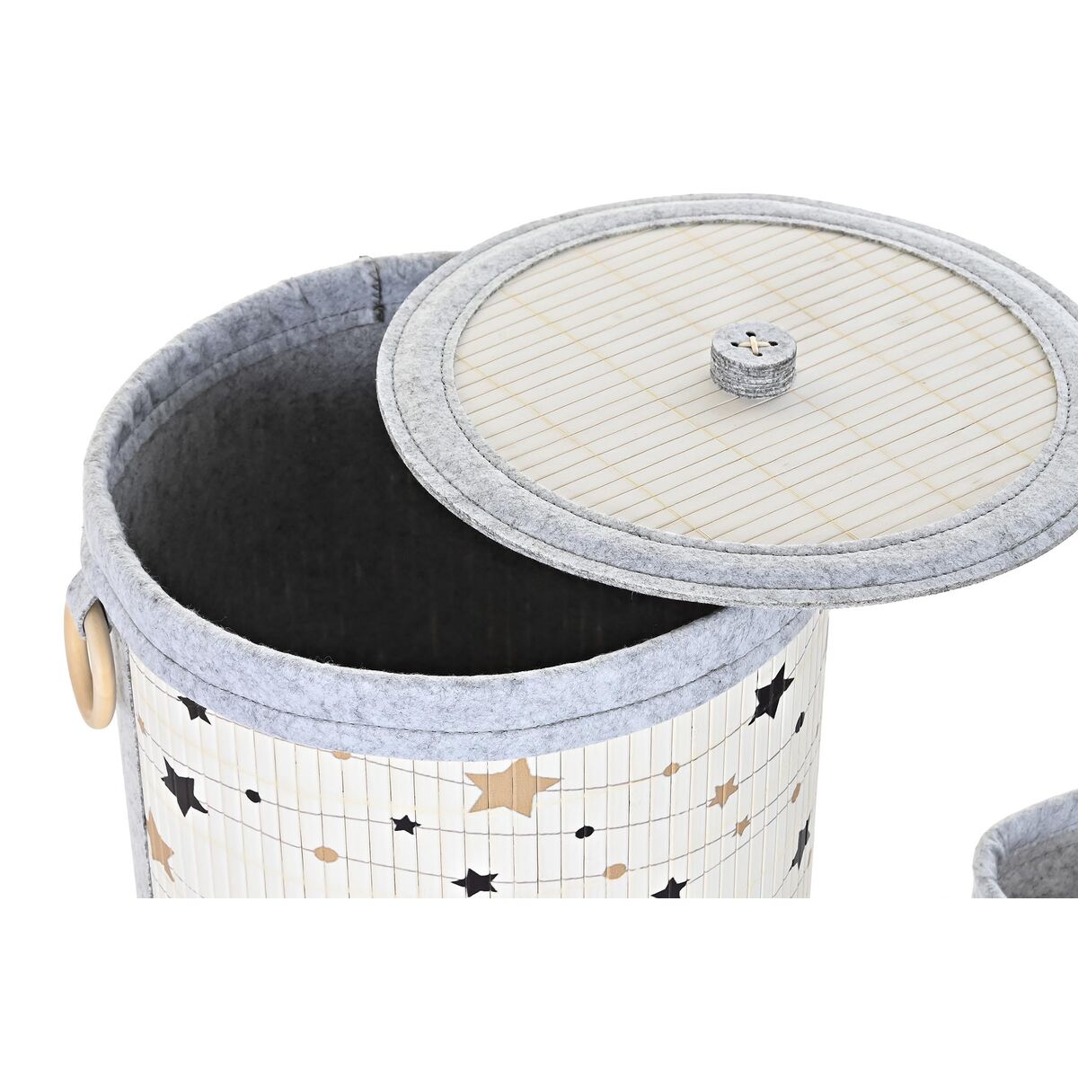 Multifunktionell korg DKD Home Decor Bambu Stjärnor 36 x 36 x 50 cm